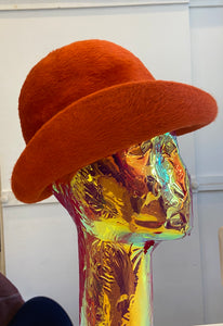 Vintage orange rabbit felt bowler hat