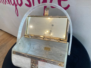 Vintage Lucite box purse with mirror