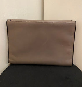 Vintage Barbara Bolan grey leather clutch handbag