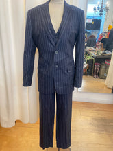 Load image into Gallery viewer, 90’s Custom Tailored Navy Blue Pinstripe Suit
