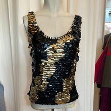 Load image into Gallery viewer, Black and Gold circle Sequin Tank
