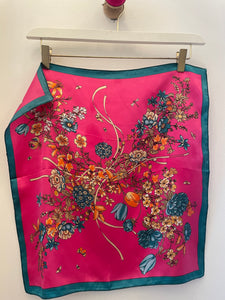Vintage hot pink floral scarf