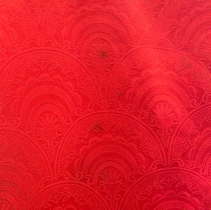 Red Rinzu Silk Kimono 1980s