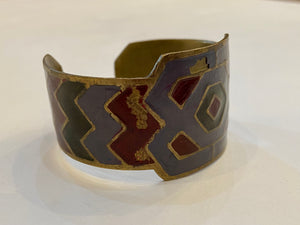 Vintage Hand- Painted brass cuff bracelet
