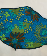 Load image into Gallery viewer, Vintage blue and green floral silk scarf