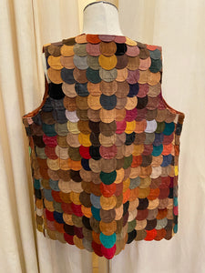 Vintage 70s patchwork leather scales vest