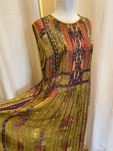 Contemporary Bhanuni by Jyoti chartreuse maxi dress with tassel and crocheted details