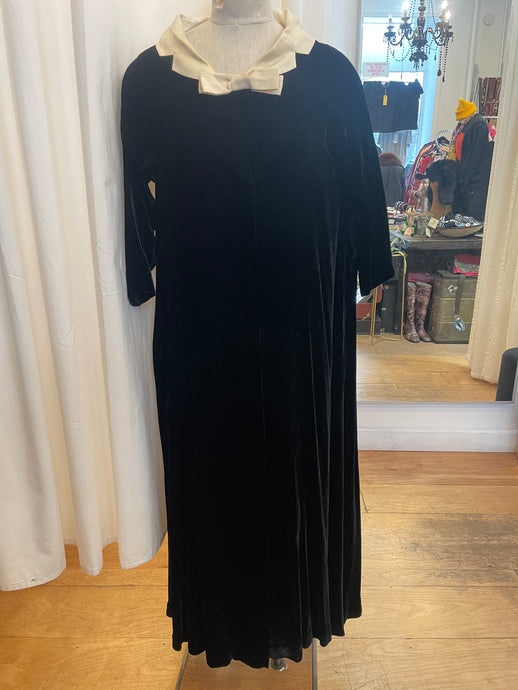 Vintage Black Velvet Coat Dress