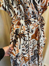 Load image into Gallery viewer, Contemporary Escada Sport animal print wrap dress w/ flutter sleeves and synching waist