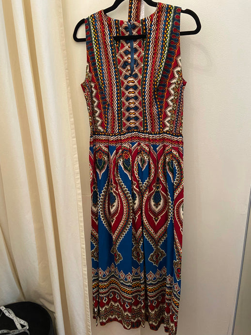 60s African printed sleeveless dress