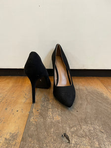 Black suede heels