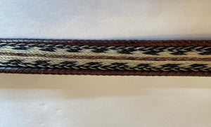Vintage brown woven pattern belt with silver buckle