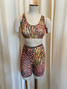 Animal print 3pc mesh bikini set