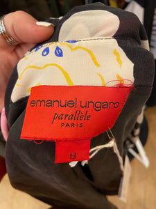 Vintage 80s Emanuel Ungaro contrasting prints short sleeve blazer-style top