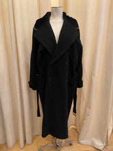 Load image into Gallery viewer, Vintage 80s Gianni Versace black wool double breasted peacoat with faux fur collar