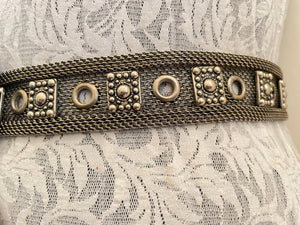 Vintage silver metal mesh belt
