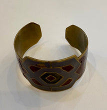 Load image into Gallery viewer, Vintage Hand- Painted brass cuff bracelet