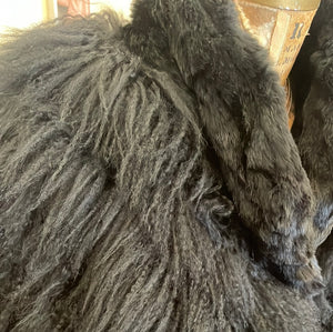 Contemporary Pia Rucci Black Mongolian Lamb & Rabbit Fur Coat