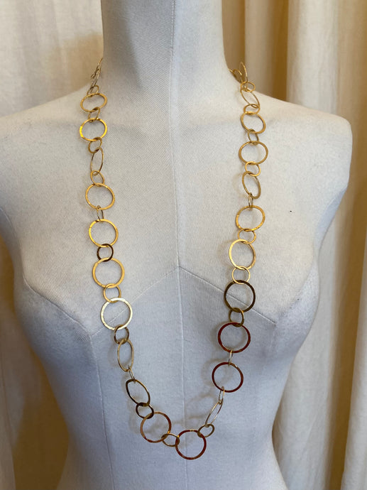 Vintage gold circle link necklace