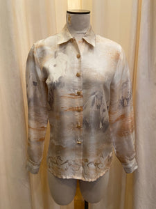 Escada silk horse motif button up shirt