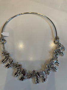 Silver elephant choker necklace