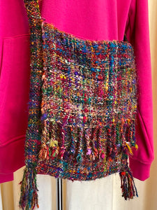 3 pc silk shawl, belt and crossbody bag