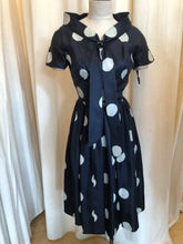 Load image into Gallery viewer, Navy Polka Dot Bow Dress