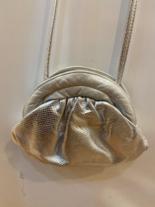80s silver embossed studded purse