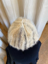 Load image into Gallery viewer, Vintage black and white striped fur cap