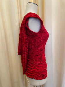 Vintage Vicky Tiel red velvet burnout top with attached cape