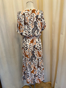 Contemporary Escada Sport animal print wrap dress w/ flutter sleeves and synching waist