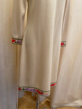Load image into Gallery viewer, RARE vintage Leonard cream midi dress with floral trim