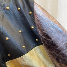 Load image into Gallery viewer, Vintage Cache Black and Gold Leather Jacket