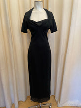 Load image into Gallery viewer, Vintage Kokin black knit maxi bodycon dress with attached shrug and padded bust