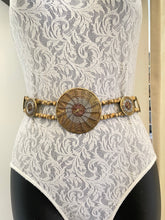 Load image into Gallery viewer, Vintage belt with wooden beads and multi-tone wire medallions