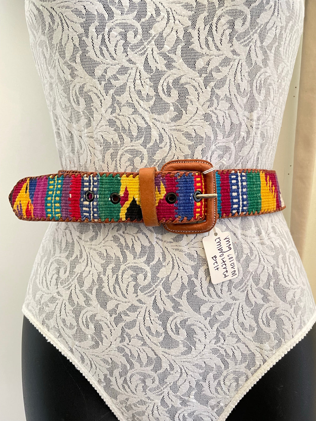 Vintage colorful embroidered belt