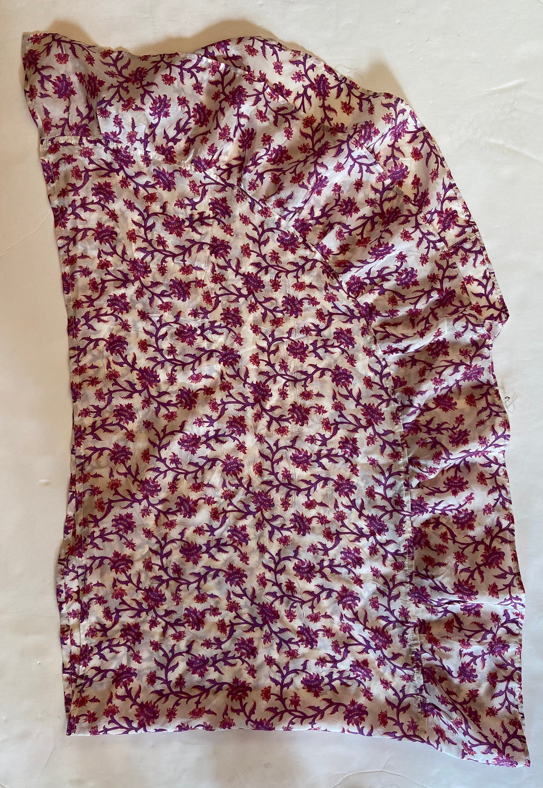 Floral long silk scarf with ruffle edge