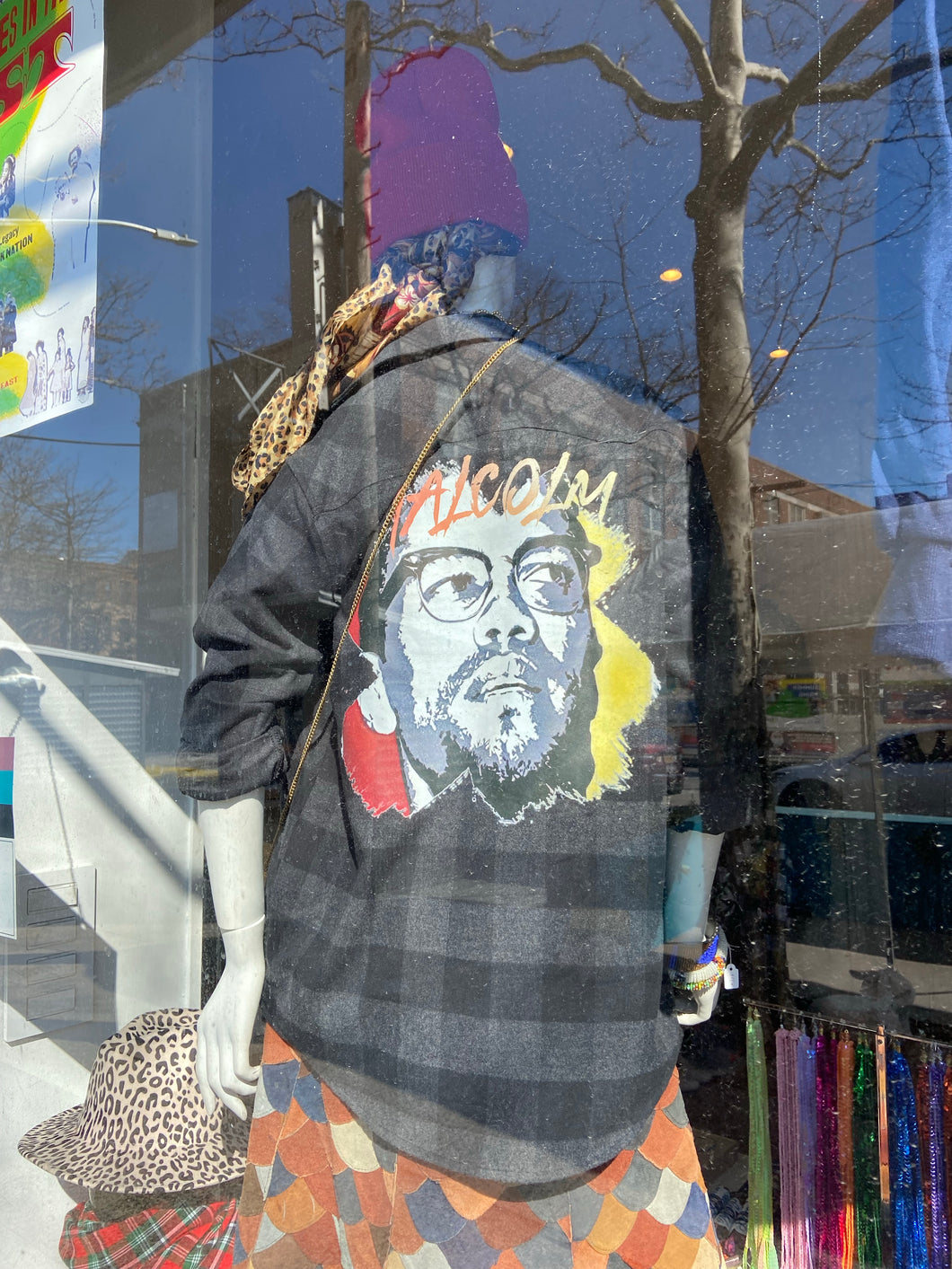 Customized Malcom X grey flannel shirt