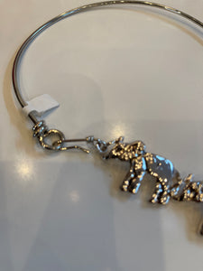Silver elephant choker necklace