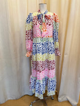 Load image into Gallery viewer, Contemporary Never Fully Dressed tiered dress w/ multicolor polkadots