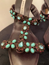 Load image into Gallery viewer, Manolo Blahnik jeweled heeled sandals