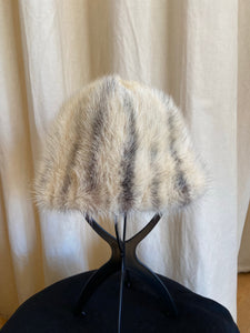 Vintage black and white striped fur cap