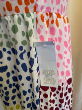 Load image into Gallery viewer, Contemporary Never Fully Dressed tiered dress w/ multicolor polkadots