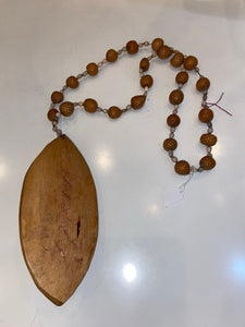 Long African wood necklace