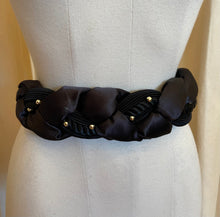 Load image into Gallery viewer, Braided black belt with gold details