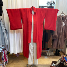Load image into Gallery viewer, Red Rinzu Silk Kimono 1980s